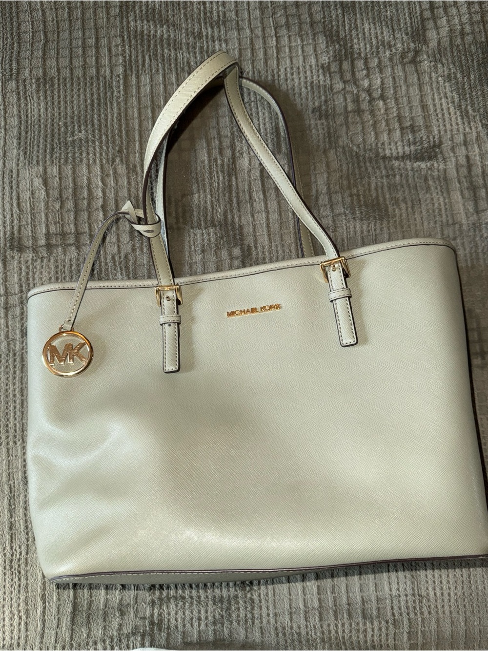 Michael Kors Green Saffiano Tote with Gold Accent Charm